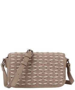 Fashion Honeycomb Flap Crossbody Bag LE0345 STONE